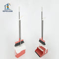New Household Cleaning Windproof Broom and Dustpan Set Bristle Broom Head and Teeth Design Plastic Material