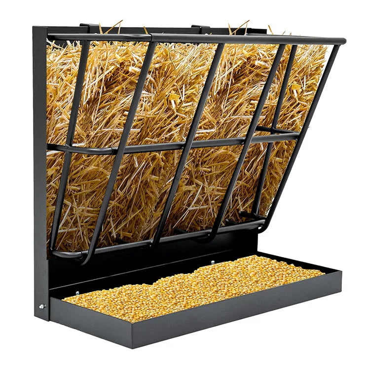 2-in-1 Hay Feeder Goat Wall Mount Hay Rack for Horse Sheep Cattle Livestock Hay