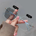 Fashion Lens Color Changing Anti Blue Light Eyeglasses Big Square Frame Photochromic Computer Glasses Women