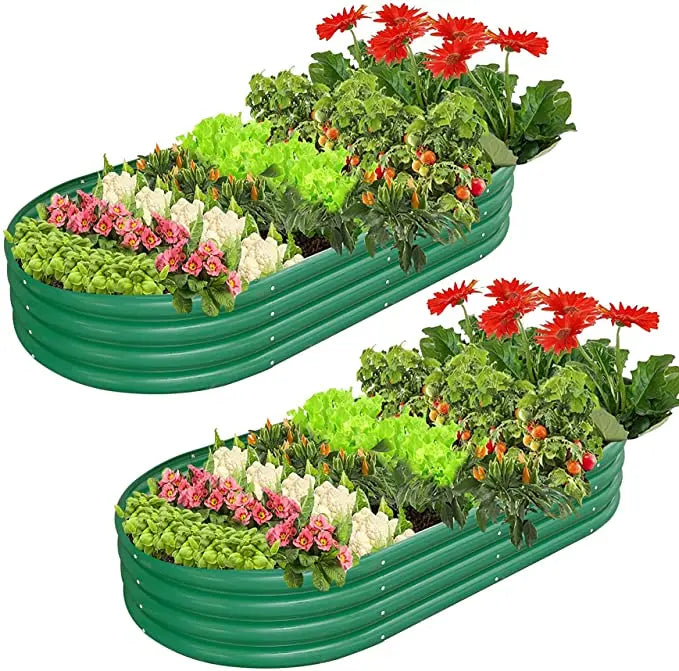 Customizable 8 Inches High 6 in 1 Modular Metal Raised Planter Bed for Vegetables Flowers Patio Ground Planter Box
