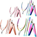 4Pcs Set Nail One Line Ribbon Cutting Titanium French U-shaped Cuticle Nail Clipper Nipper Stainless Steel Nail Tip Cutter