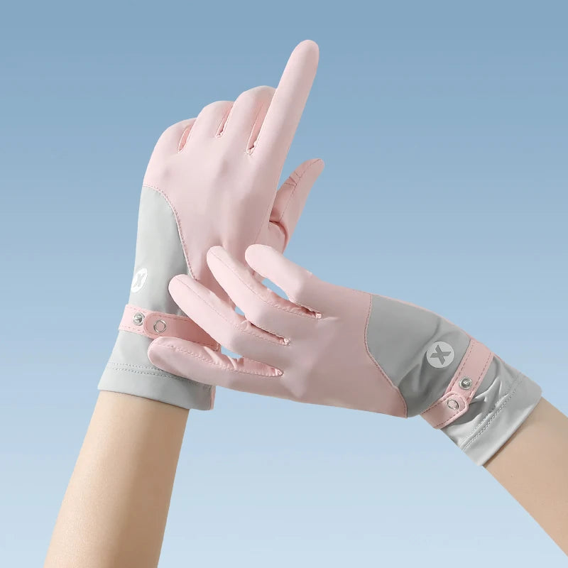 Custom logo Ultrathin Quick Dry Anti Uv Sun protection Girls Women Summer Driving Gloves