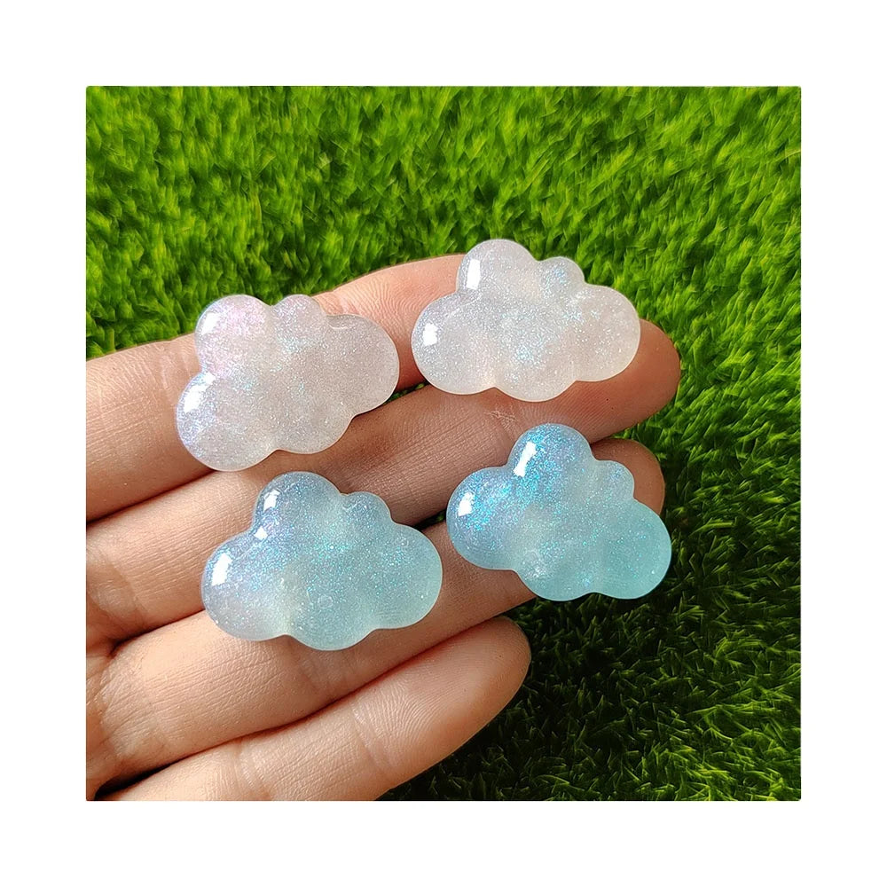 100Pcs New Colorful Glitter Cloud Embellishment Buttons Flatback Resin Cabochons for DIY Phone Handcraft Handmade Decor