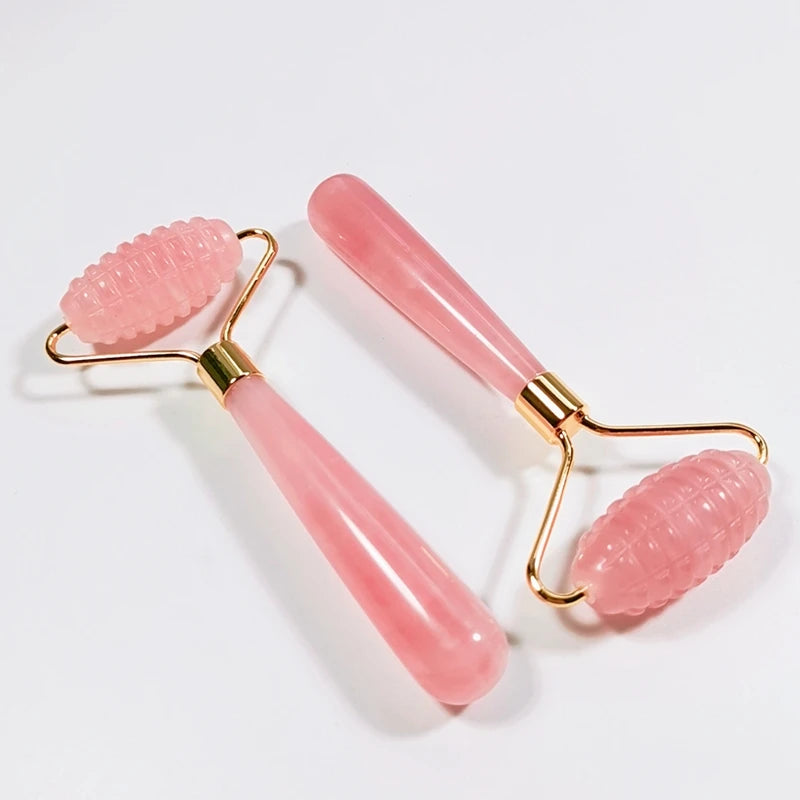2026 Factory Direct Green Facial Roller Pink Jade And Gua Sha Set Mini Rose Quartz Roller