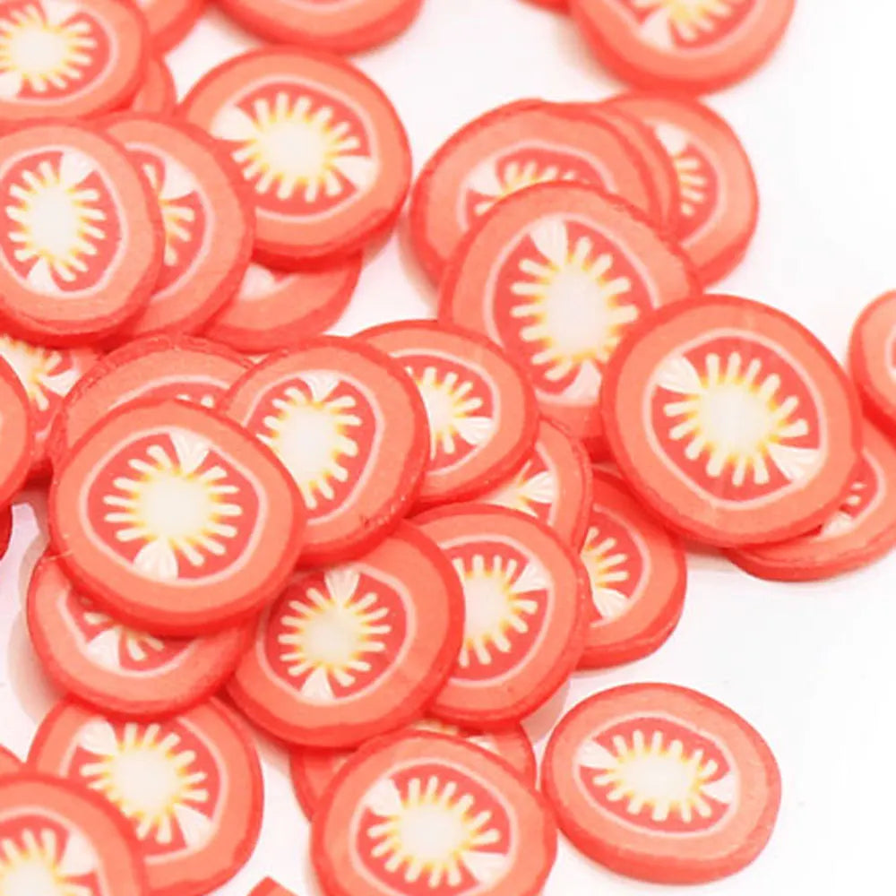 Wholesale 4mm Tomatoes Slices Polymer Clay Simulation Vegetable Slime Filler DIY Nail Art Decor Phone Case Ornament Accessory