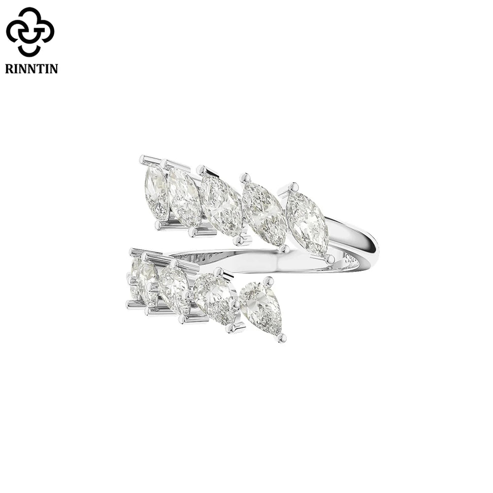 RINNTIN SR306 Silver 14K Gold Plated Princess Fashion Jewelry Rings Cubic Zirconia Engagement Ring for Women