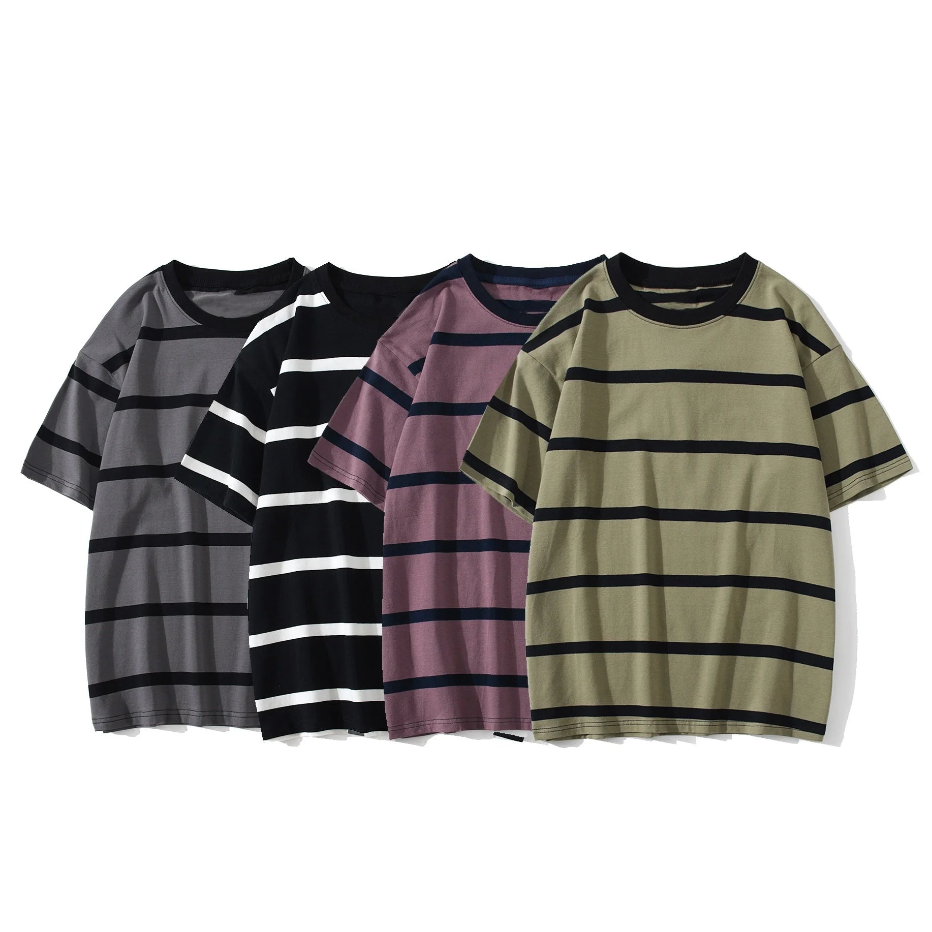 Wholesale Popular Across Strip Men's T-shirts Naval Style Plus Size T-shirts High Quality 100% Cotton Cheap Striped t Shirt