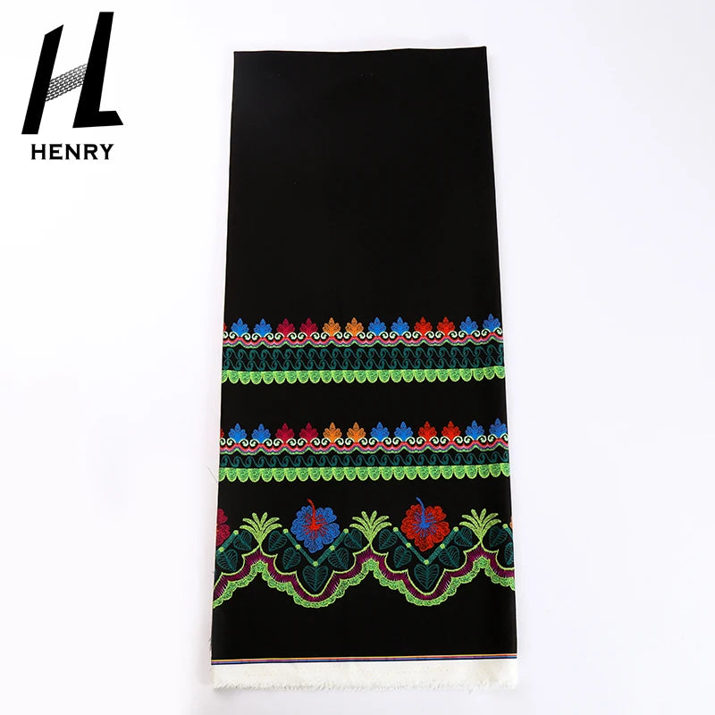 Henry Design Black Green Floral Custom Cheap Printed Fabric 100% Polyester Fabrics for Garment Island Skirts Tops