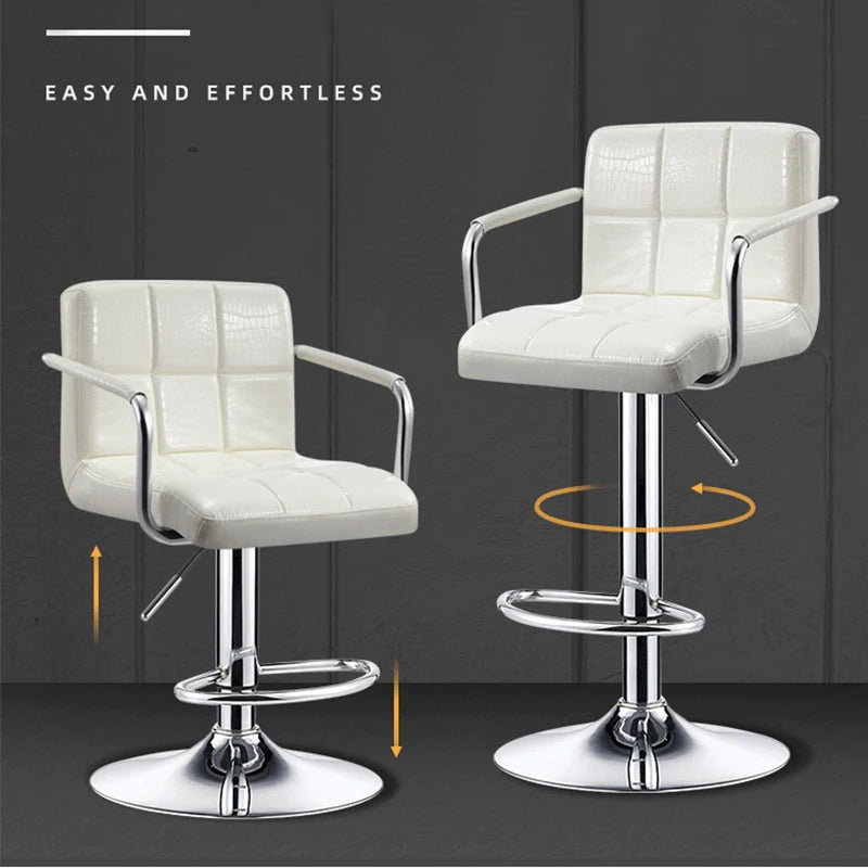 Modern Height-Adjustable Leather Bar Stool Rotating Armchairs High Platform for Hotels Coffee Shops Made Durable Metal Iron
