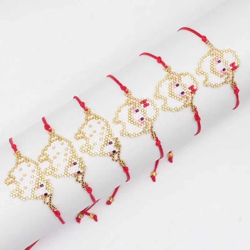 Handmade Woven Miyuki Seed Bead Bracelet Cute Boho Style Sheep Fashionable Bracelet for Women's Custom Bracelet Charm Pendant