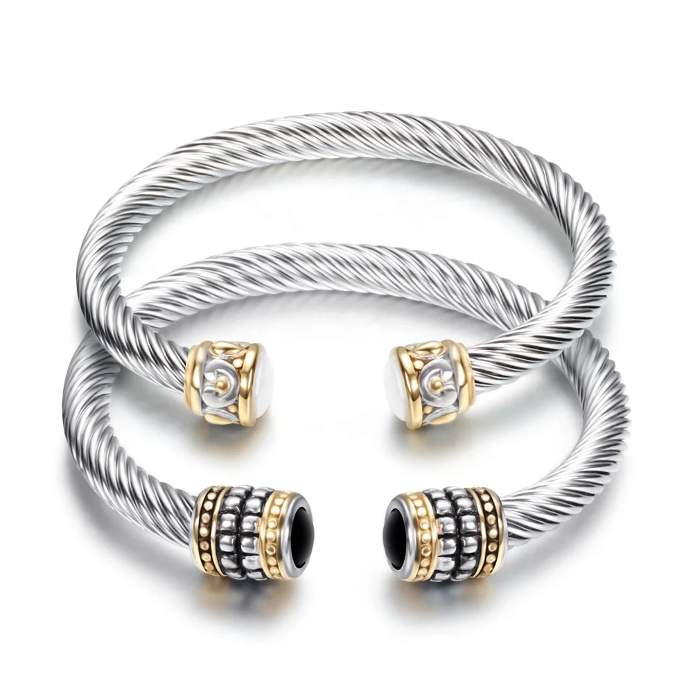 Hot Sale Stainless Steel Bangle Cable Wire Twisted Cuff Bangles & Bracelets for Women Men Couple Jewelry Gift Wholesale