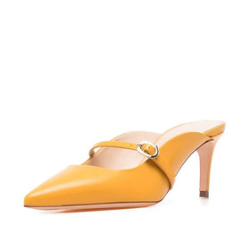 Factory Wholesale Pointed Toe Slip on Mules Buckle Strappy High Heels Women Leather Pumps Shoes for Ladies