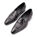 High Fashion Men's Black Leather Loafers Customizable Slip-On Dress Shoes for Elegant Autumn Occasions Wedding-Style