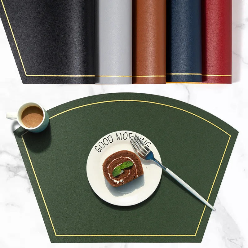 Wholesale Irregularly PU Faux Leather Dining Table Mats Sets Decorative Luxury Leather Placemat for Home