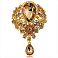 Large Crystal Water-drop Brooches for Women Vintage Fashion Pendant Style Elegant Wedding Pins Party Jewelry Brooch
