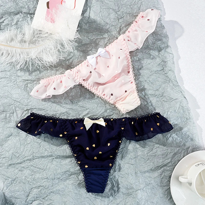 Japanese Underwear T-back Women's Thong love Bow Sweet Cute Underwear Sexy Girl Thong