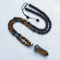 New Healing Crystal Pendant Necklace Natural Stone Lava Rock Pendant Necklace Adjustable Point Energy Protection Necklace