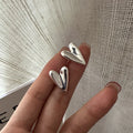 925 Sterling Silver Glossy Lovely Big Heart Girls Stud Earrings for Women Christmas Gifts