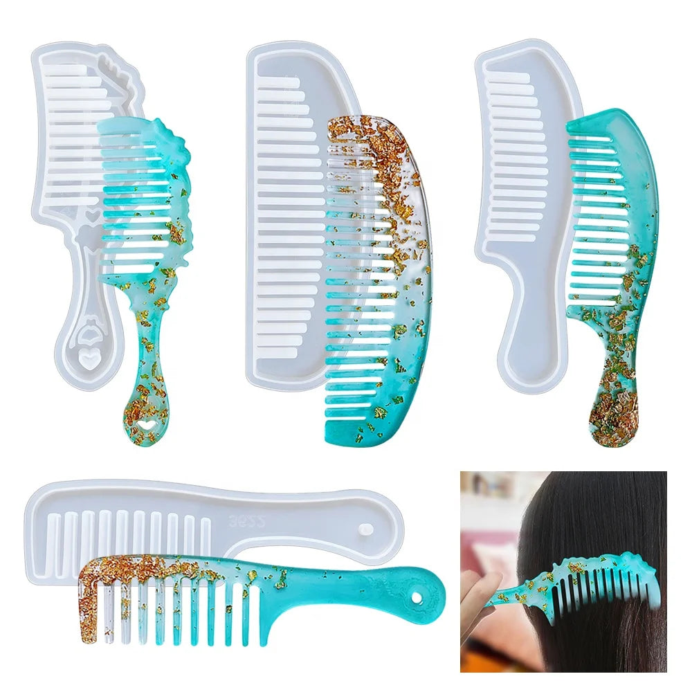 DM730 Wholesale 3d Transparent Epoxy Comb Resin Molds Silicone Handmade Tool for Diy Jewelry Making Tools