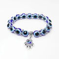2025 Crystal Fashion Lucky Blue Evil Eye Beads Bracelet Palm Round Glass Beads Bracelet for Women Bead Charm Bracelet