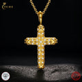 Kolye Men Jewelry Luxury Gold Plated 925 Sterling Silver VVS Moissanite Diamond Cross Pendant Necklace
