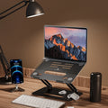 Boneruy Factory's Aluminum Alloy Black Foldable Office Desk with Adjustable Standing Laptop Stand