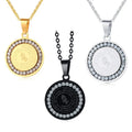 New Design 18 K Gold Crystal Rhinestone Islamic Religious Stainless Steel Allah Muslim Pray Statement Pendant Necklace