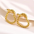 ORDRM 18k gold plated 30mm stainless steel twisted love heart hoop drop earrings