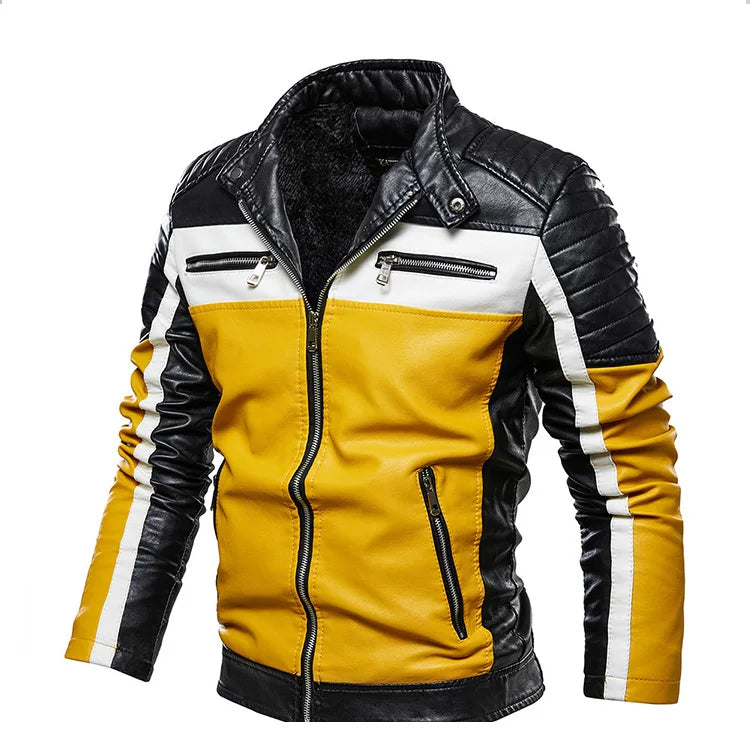 Plush Leather  Cross-border European Size Jacket Youth Motorcycle Jacket Men's Leather Jacket