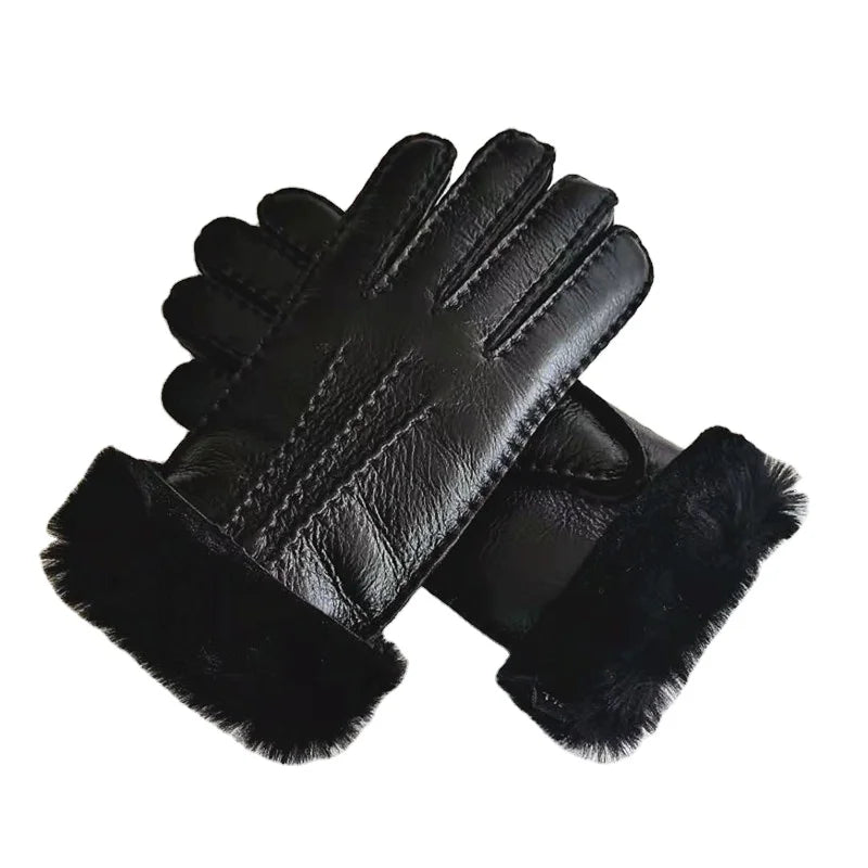 Sample Support Factory Fashion Glove Winter comfort Warmth Classic Outdoor Thermal Lambskin Cycling Gloves Leather Gloves Men