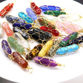 Luxury Natural Crystal Healing Stone Hexagonal Column Necklace Pendants Gold Plating  Necklace Bullet Gold Custom Pendant
