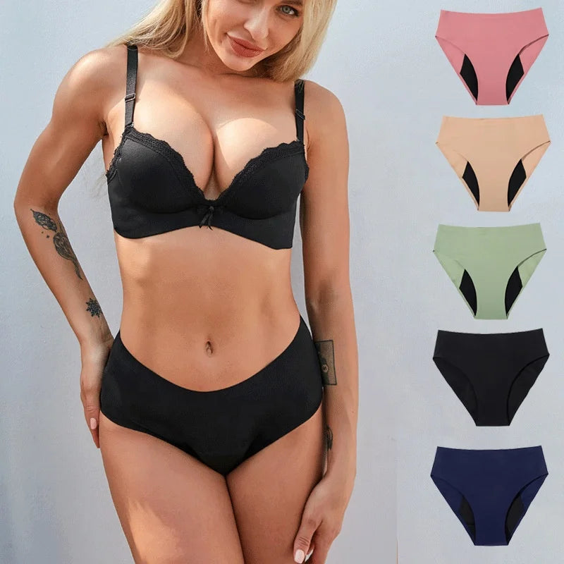 Seamless Period Underwear for Women Panties Menstrual Pants Sexy Leak Proof 4-Layer Undies Menstruation Underwear