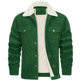 Men's Custom Autumn Winter Outdoor Corduroy Fabric Turn-down Collar Thickened Fleece Jacket Coat