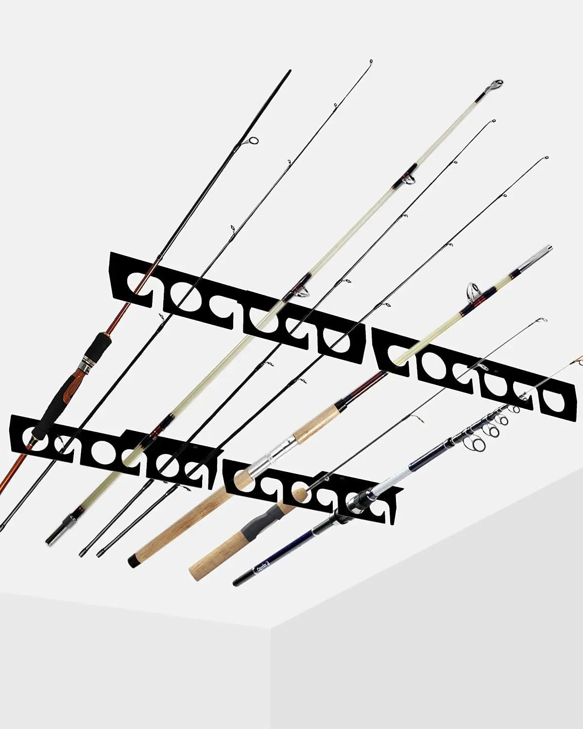Wall Ceiling Storage Fishing Rod Rack Fishing Pole Holder Iron Rod Rack Wall Mounted Storage Rack