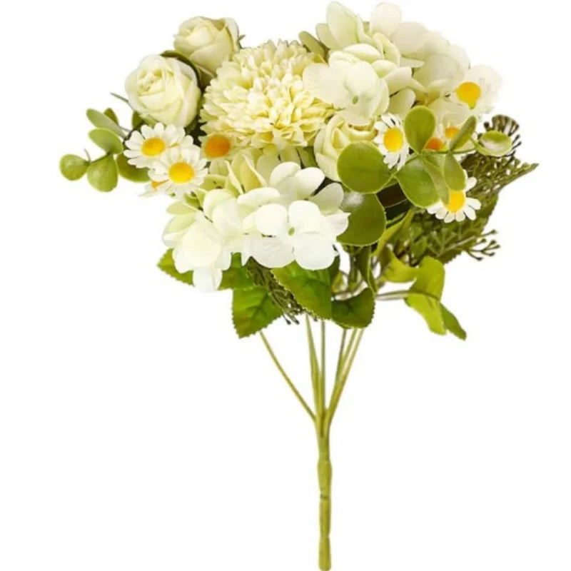 Artificial Silk Flowers Daisy Rose Floral Bouquet for Home Centerpieces Table Wedding Spring Silk Floral Arrangements Decoration