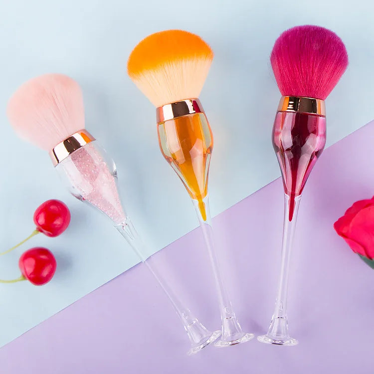 Single Wine Goblet Face Cosmetic Makeup Brushes Packaging Big Large Mushroom Vegan Powder Brush