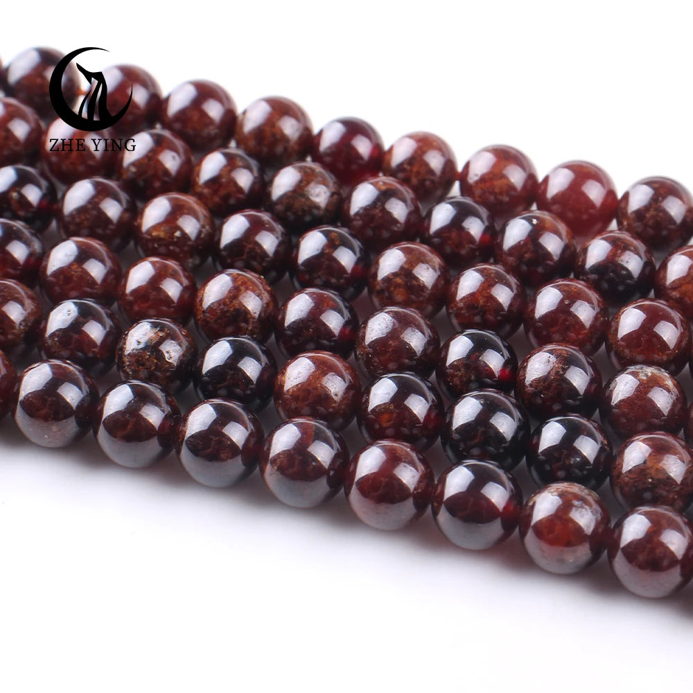 Zhe Ying 6/8/10mm Orange Garnet Beads 100% Natural Heailing Crystal Beads Bracelet Gemstone Necklace Natural Orange Garnet