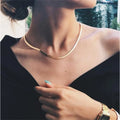 Fashion Women Gold Flat Snake Bone Chain Herringbone Necklace Party Charm Jewelry Xmas Gift