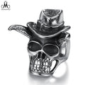 Gothic Silver Man Ring Jewelry Punk Chunky  Skull Head Stainless Steel Cowboy Hat Ring Man Finger Ring Jewelry