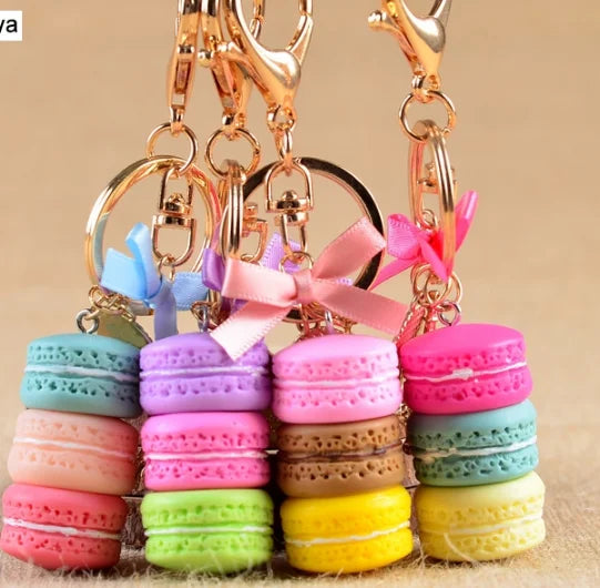 Women Cake Key Chain Fashion Cute French Pastries Keychain Bag Charm Car Key Ring Wedding Party Gift Jewelry