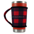 Lattice Printing Custom Neoprene Cup Sleeve Waterproof Coffee Cup Holder With Handle for Shopping