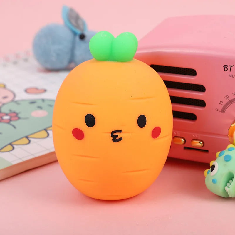 XTQ Factory Outlet Fidget Stress Ball Toy Bunny Carrot Design Plastic Relief Squeezing Ball for Children Aged 5 to 7 Years