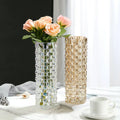 Wholesale Modern Transparent Crystal Glass Straight Cylinder Vase Rich Bamboo Flower Arrangement Customizable Decorative Design