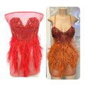 New Delicate DIY Handmade Custom Fur Feather Rhinestone Pearl Appliqued Patches for Evening Bridal Dress