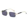 Wholesale Custom Good Price Rectangle Lens Metal Curved Temples Women Rimless Vision Sunglasses Polarized Night Driving Glasses
