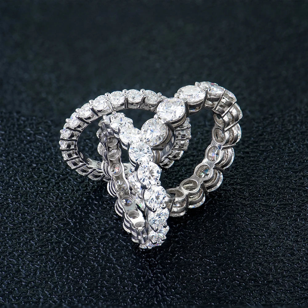 High Quality Fine Jewelry Women Hiphop Iced Eternity Gold Plated 925 Silver Gra Vvs Tennis Diamond Mossanite Moissanite Ring