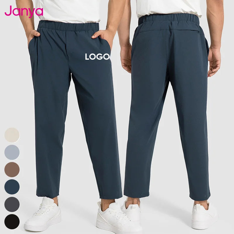 Janya Men's Ins Sportswear Breathable Quick Dry Gym Wear Casual Running Trousers Elastic Waist Custom Logo Nylon Sports Pants
