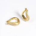 Aimgal Luxury Harp Hoop Earrings: 5A Zircon Brushed on 18K Gold-Plated 925 Silver Luxury Trendy Wedding Gift Fine Jewelry