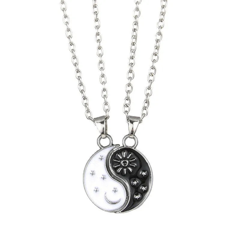AA016295 Chinese Style Fashion Jewelry Necklaces Dragon Necklace Black White Tai Chi Friendship Necklace