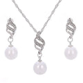 New Korea Pearl Crystal Rhinestone Pearl Choker Gold Plated Earring and Necklace Jewelry Sets for Women Bridal